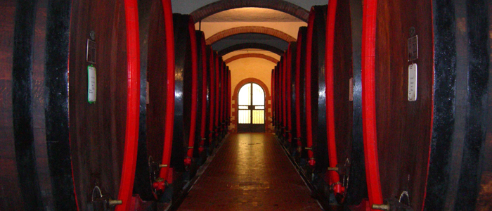 Barrels of red wine of Tuscany Chianti